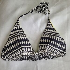 Echo Black and White Patterned Swim Top Bikini Small
